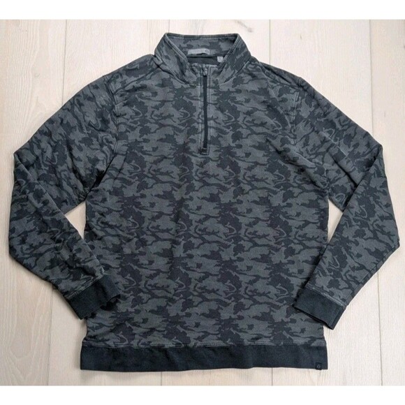 Tasc Sweater Mens L Gray Camo 1/4 Zip Pullover Performance Bamboo Lycra Stretch - Picture 1 of 10